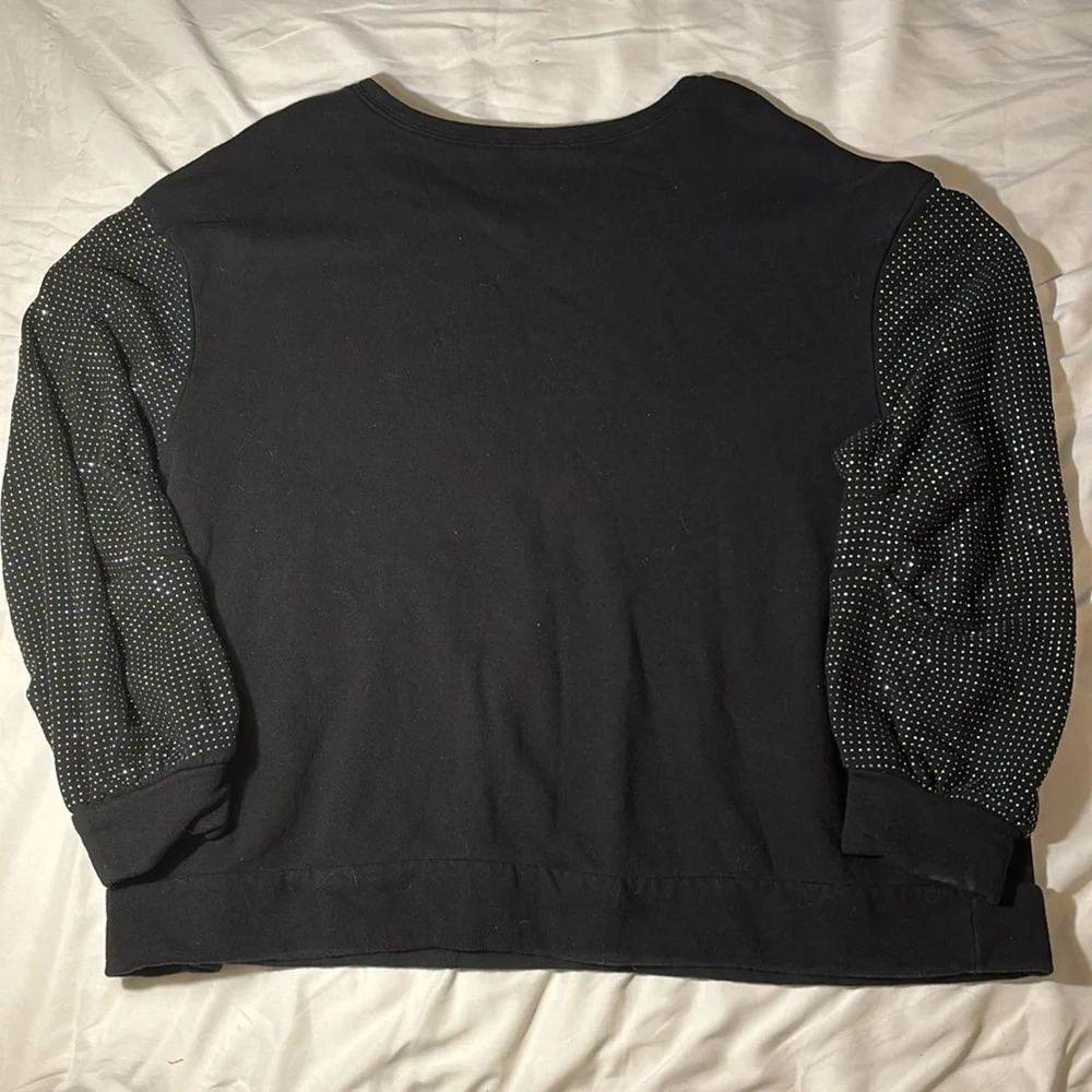 INC Womens Embellished-Sleeve Black Sweatshirt - Picture 12 of 12